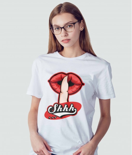 Дамска тениска с щампа Арт Shhh silent